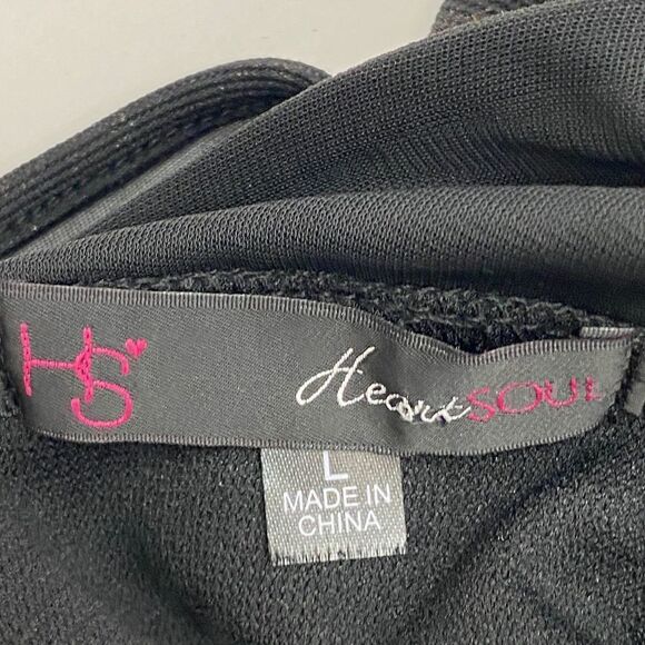 HEARTSOUL Black Sheer Mesh Leopard Peplum Blouse L - Picture 8 of 10